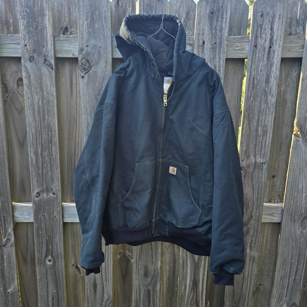 Carhartt J140 BLK Quilt Lined Duck Canvas Active Jacket Men's 5XL Distressed Y2K
